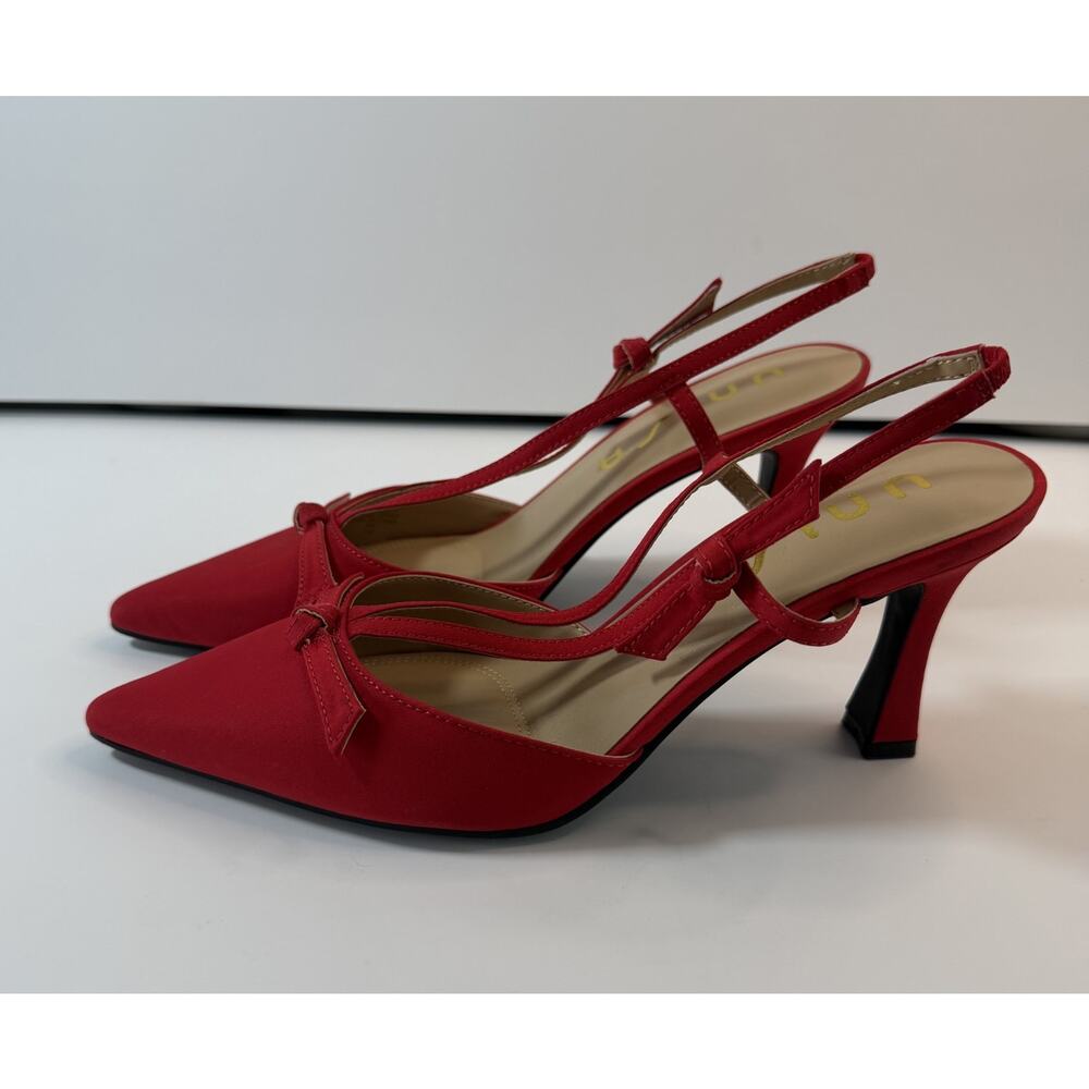 Unisa‎ Women's Red Heel Sling Back Satin 7.5